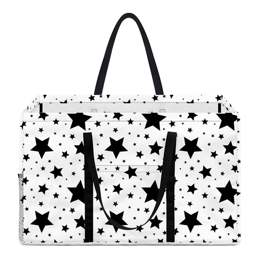 White And Black Star Pattern Print Utility Tote Bag