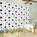 White And Black Star Pattern Print Wall Sticker