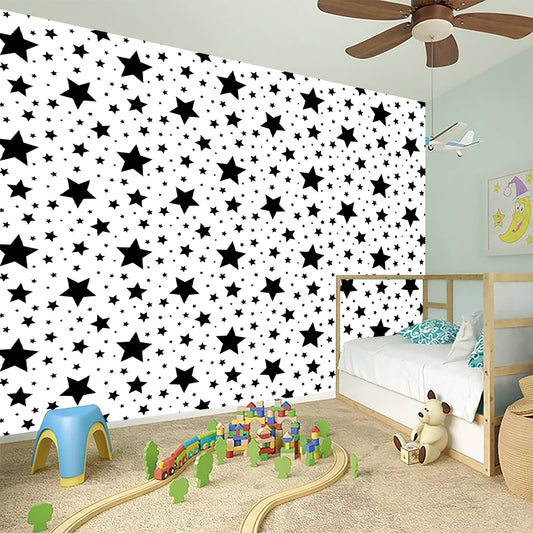 White And Black Star Pattern Print Wall Sticker