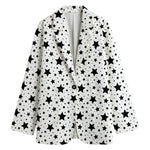 White And Black Star Pattern Print Women's Blazer