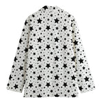 White And Black Star Pattern Print Women's Blazer