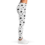 White And Black Star Pattern Print Women's Leggings