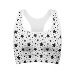 White And Black Star Pattern Print Women's Sports Bra