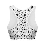 White And Black Star Pattern Print Women's Sports Bra