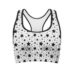 White And Black Star Pattern Print Women's Sports Bra
