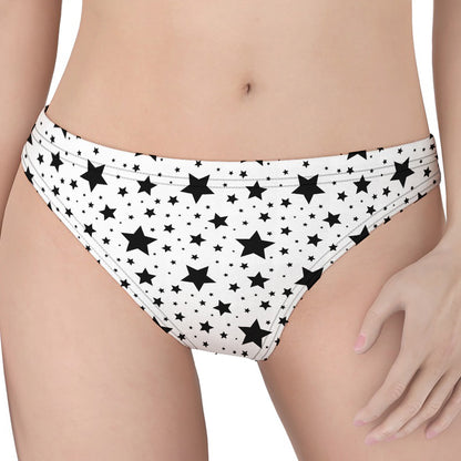 White And Black Star Pattern Print Women's Thong