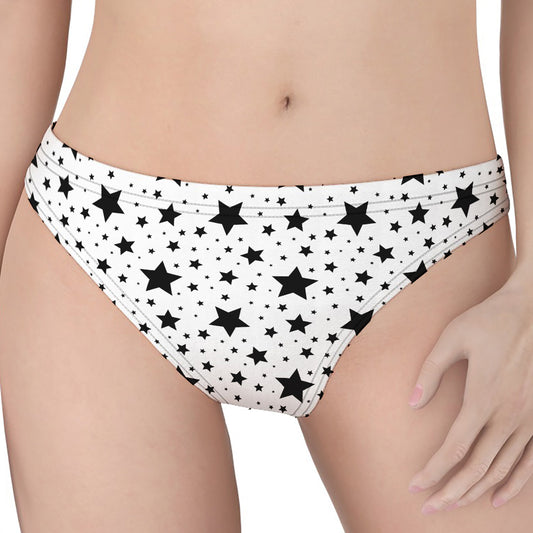 White And Black Star Pattern Print Women's Thong
