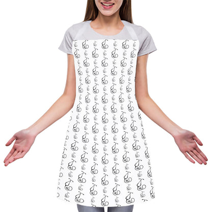 White And Black Stethoscope Print Adjustable Apron