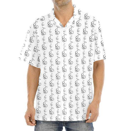 White And Black Stethoscope Print Aloha Shirt