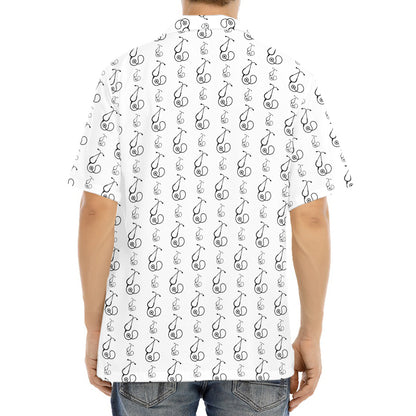 White And Black Stethoscope Print Aloha Shirt