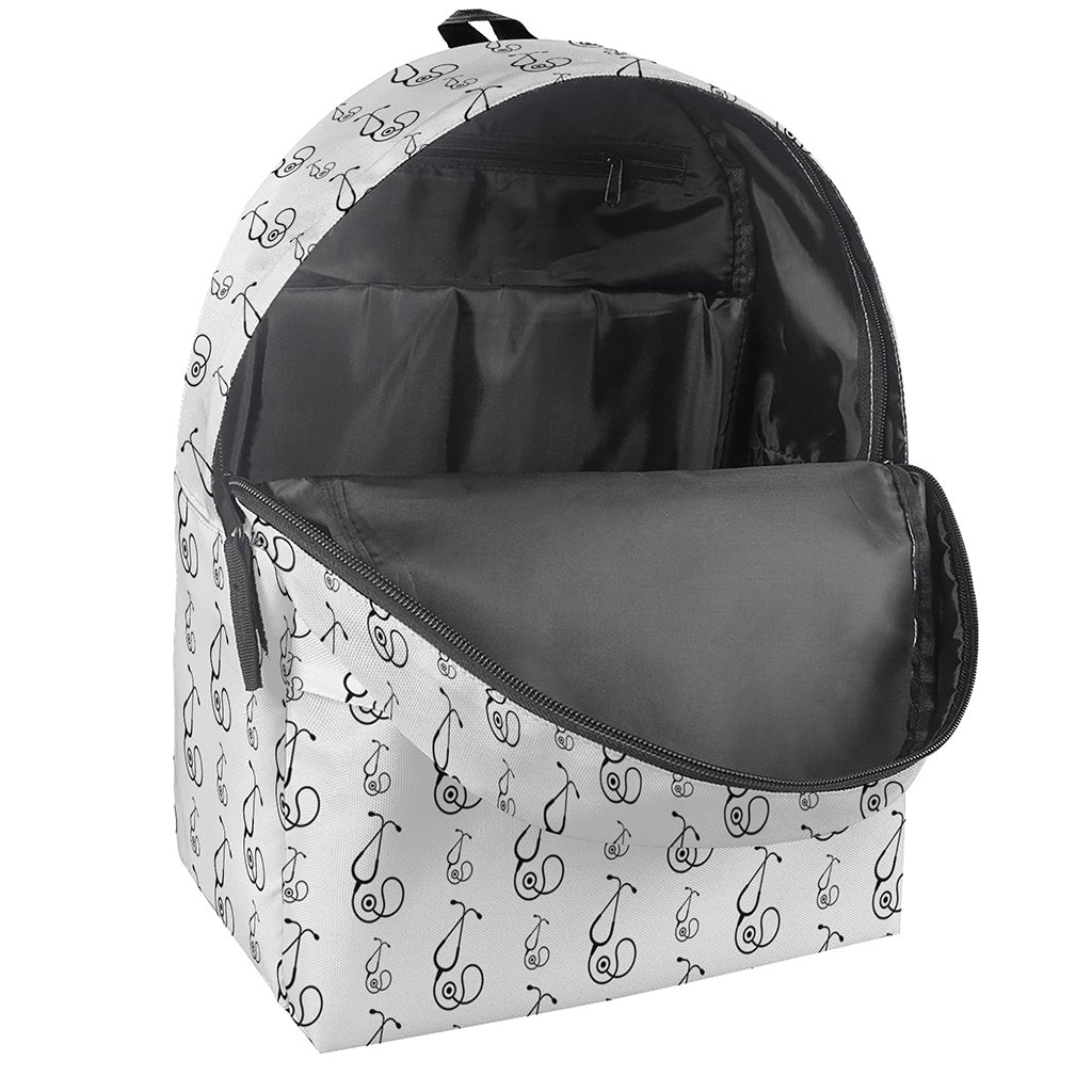 White And Black Stethoscope Print Backpack