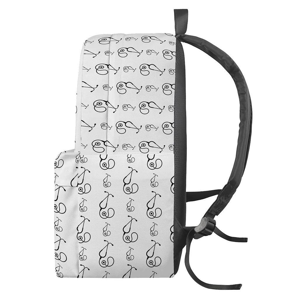 White And Black Stethoscope Print Backpack