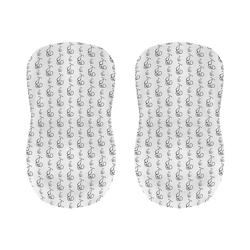 White And Black Stethoscope Print Bar Stool Covers