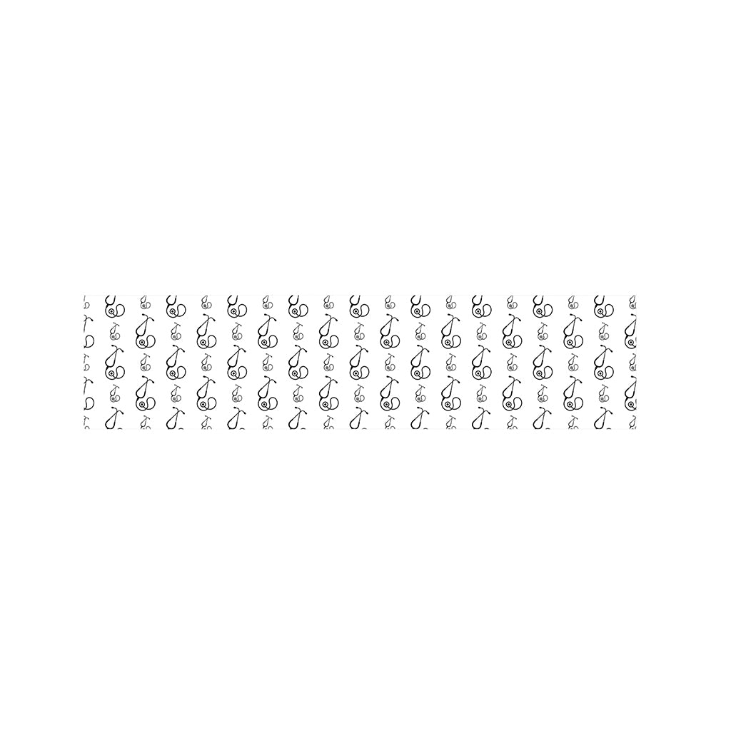 White And Black Stethoscope Print Bed Runner
