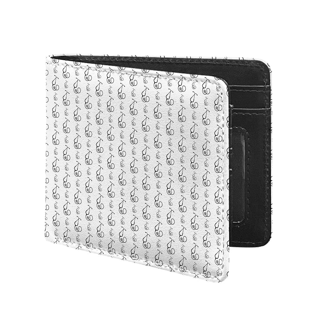 White And Black Stethoscope Print Bifold Wallet