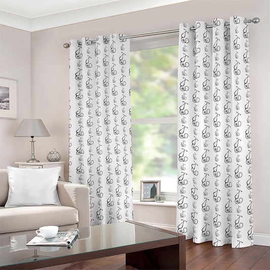 White And Black Stethoscope Print Blackout Grommet Curtains