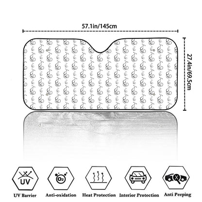 White And Black Stethoscope Print Car Windshield Sun Shade