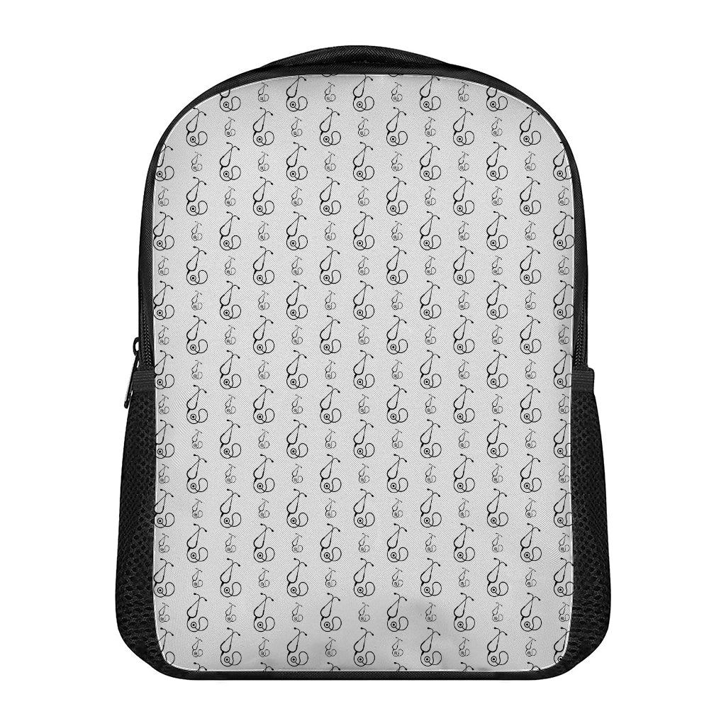 White And Black Stethoscope Print Casual Backpack
