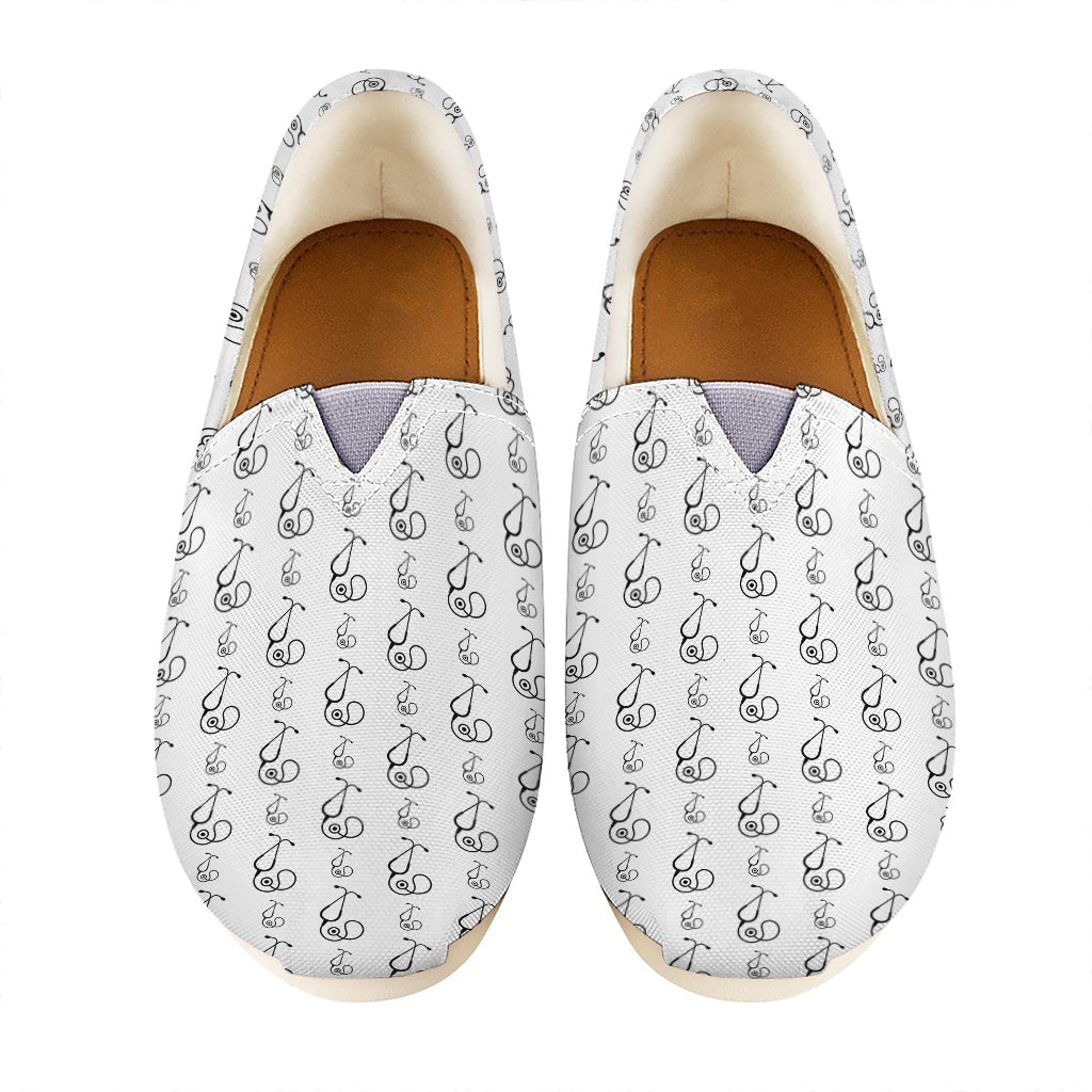 White And Black Stethoscope Print Casual Shoes