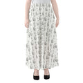 White And Black Stethoscope Print Chiffon Maxi Skirt