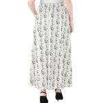 White And Black Stethoscope Print Chiffon Maxi Skirt