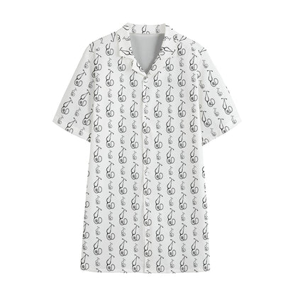 White And Black Stethoscope Print Cotton Hawaiian Shirt