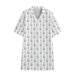 White And Black Stethoscope Print Cotton Hawaiian Shirt