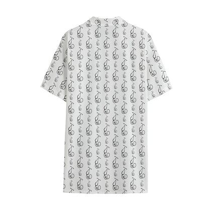 White And Black Stethoscope Print Cotton Hawaiian Shirt