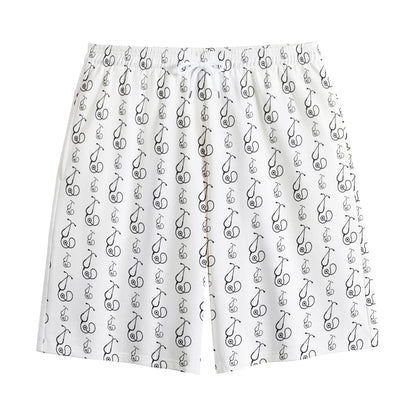 White And Black Stethoscope Print Cotton Shorts