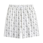 White And Black Stethoscope Print Cotton Shorts