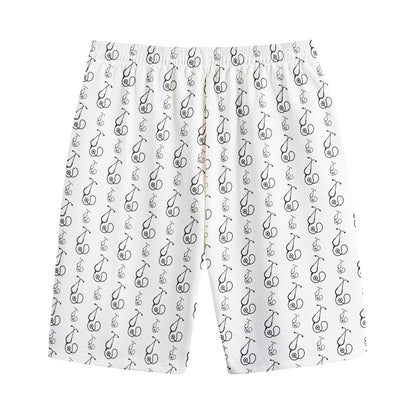 White And Black Stethoscope Print Cotton Shorts
