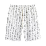 White And Black Stethoscope Print Cotton Shorts