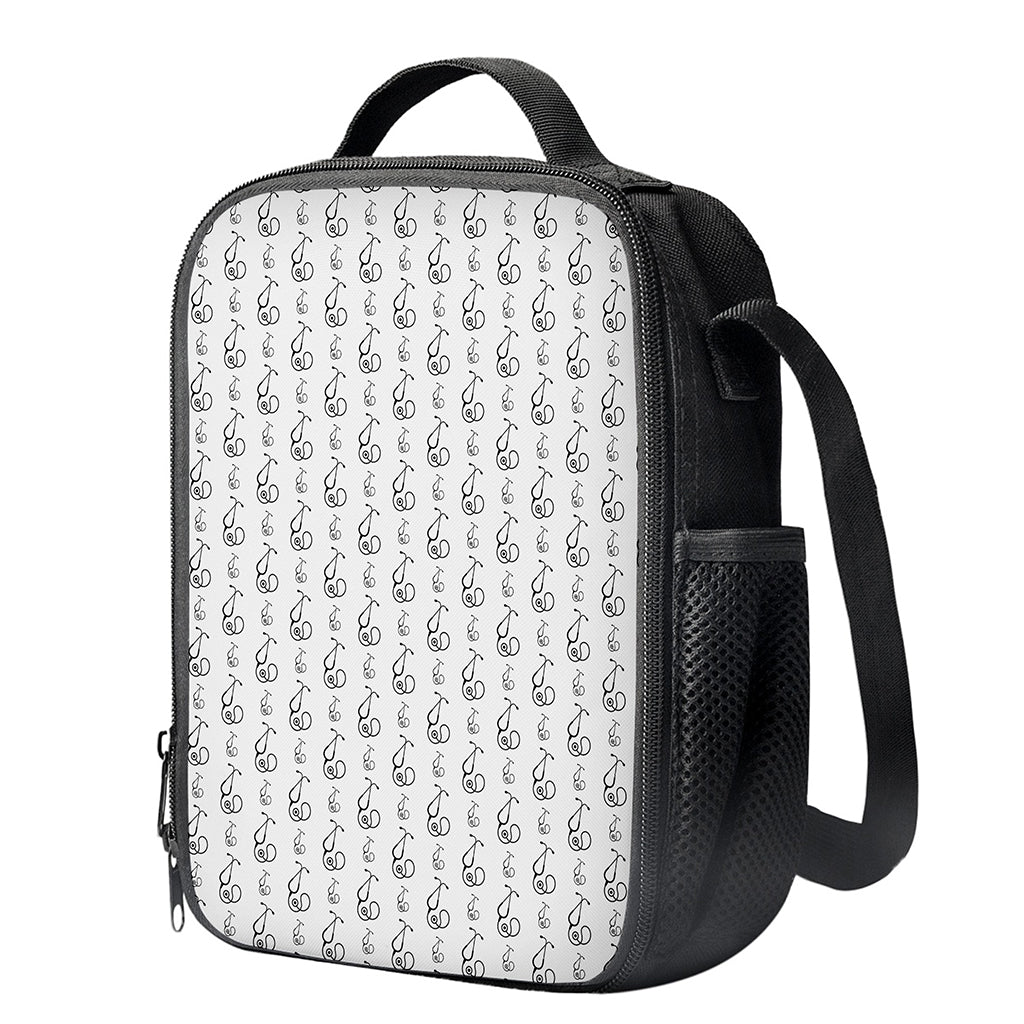 White And Black Stethoscope Print Crossbody Lunch Bag