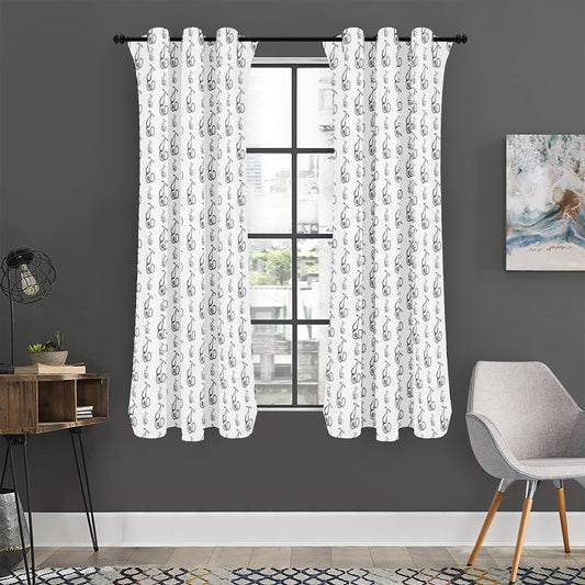 White And Black Stethoscope Print Curtain