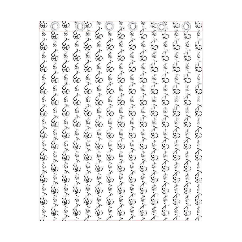 White And Black Stethoscope Print Curtain