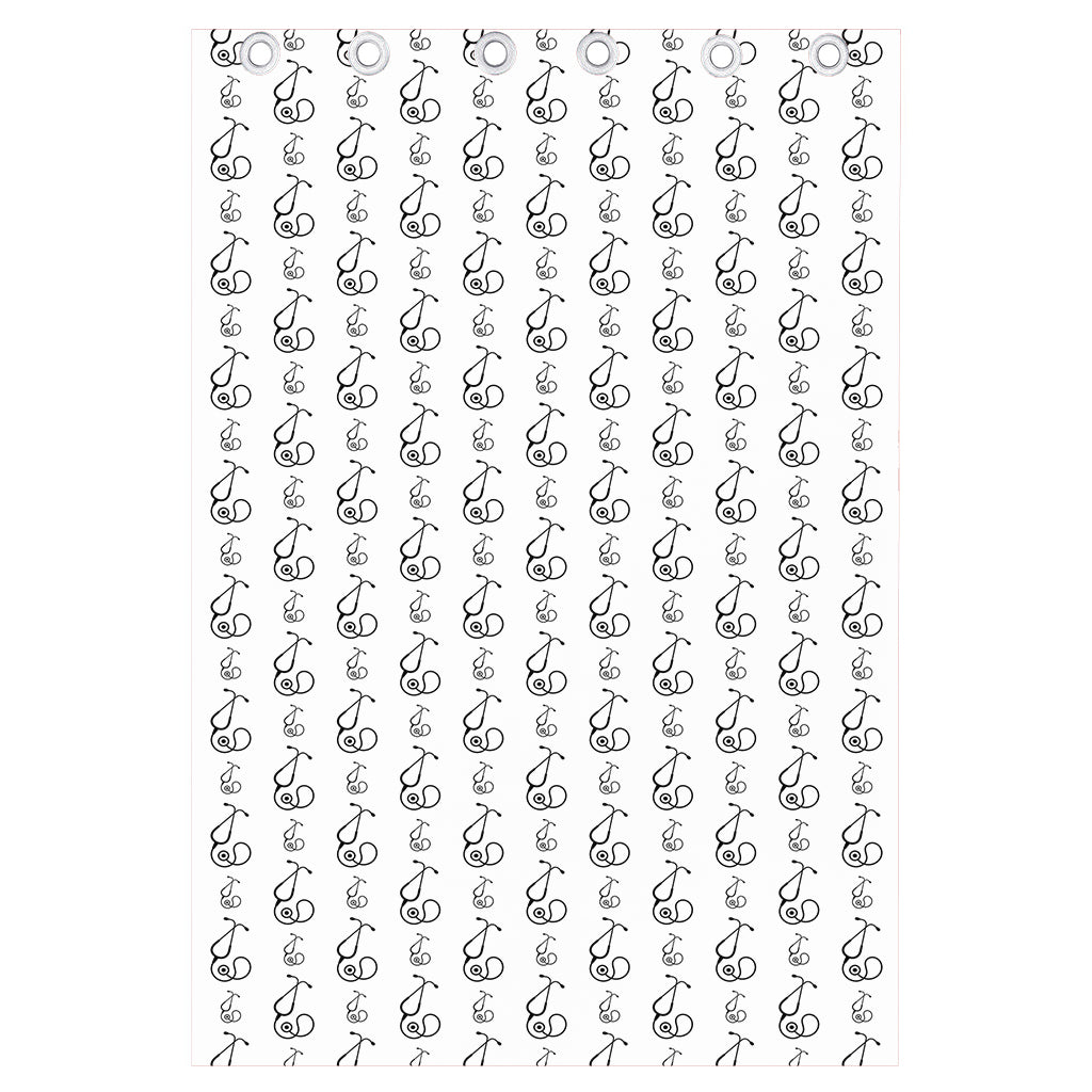 White And Black Stethoscope Print Curtain