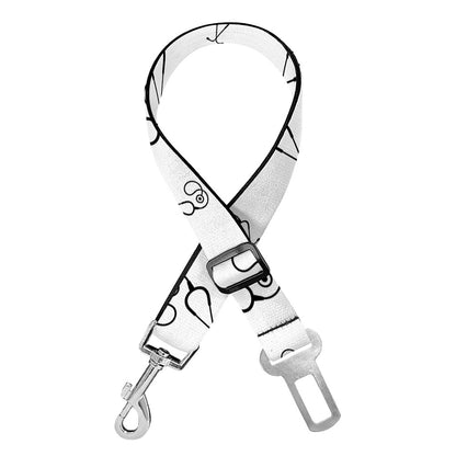 White And Black Stethoscope Print Dog Seat Belt