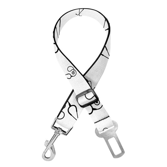 White And Black Stethoscope Print Dog Seat Belt