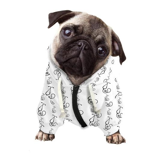White And Black Stethoscope Print Dog Zip Up Hoodie