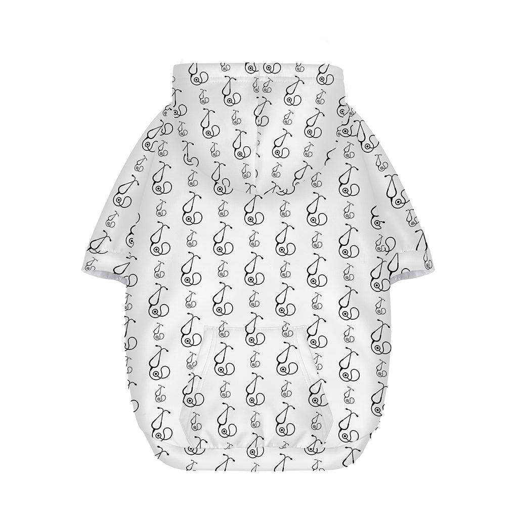 White And Black Stethoscope Print Dog Zip Up Hoodie