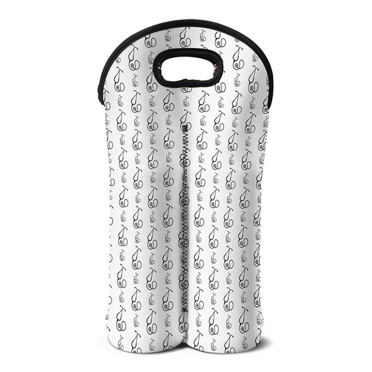 White And Black Stethoscope Print Double Neoprene Wine Tote