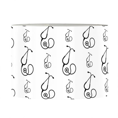 White And Black Stethoscope Print Drum Lamp Shade