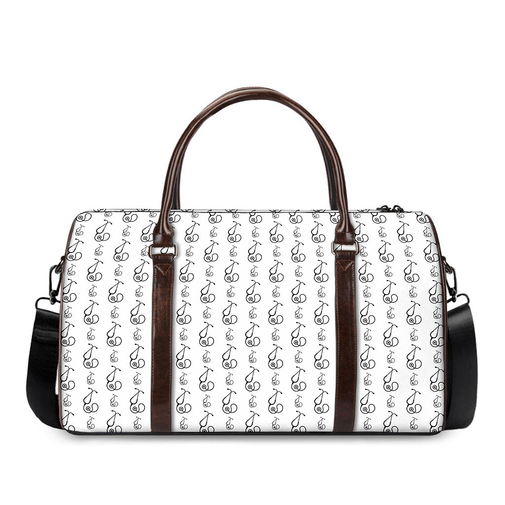 White And Black Stethoscope Print Duffle Bag
