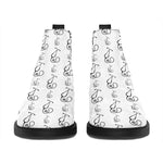 White And Black Stethoscope Print Flat Ankle Boots