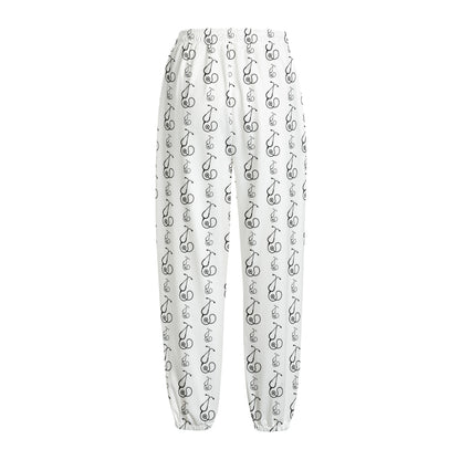 White And Black Stethoscope Print Fleece Lined Knit Pants