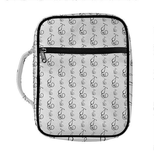 White And Black Stethoscope Print Front Pocket Bible Bag
