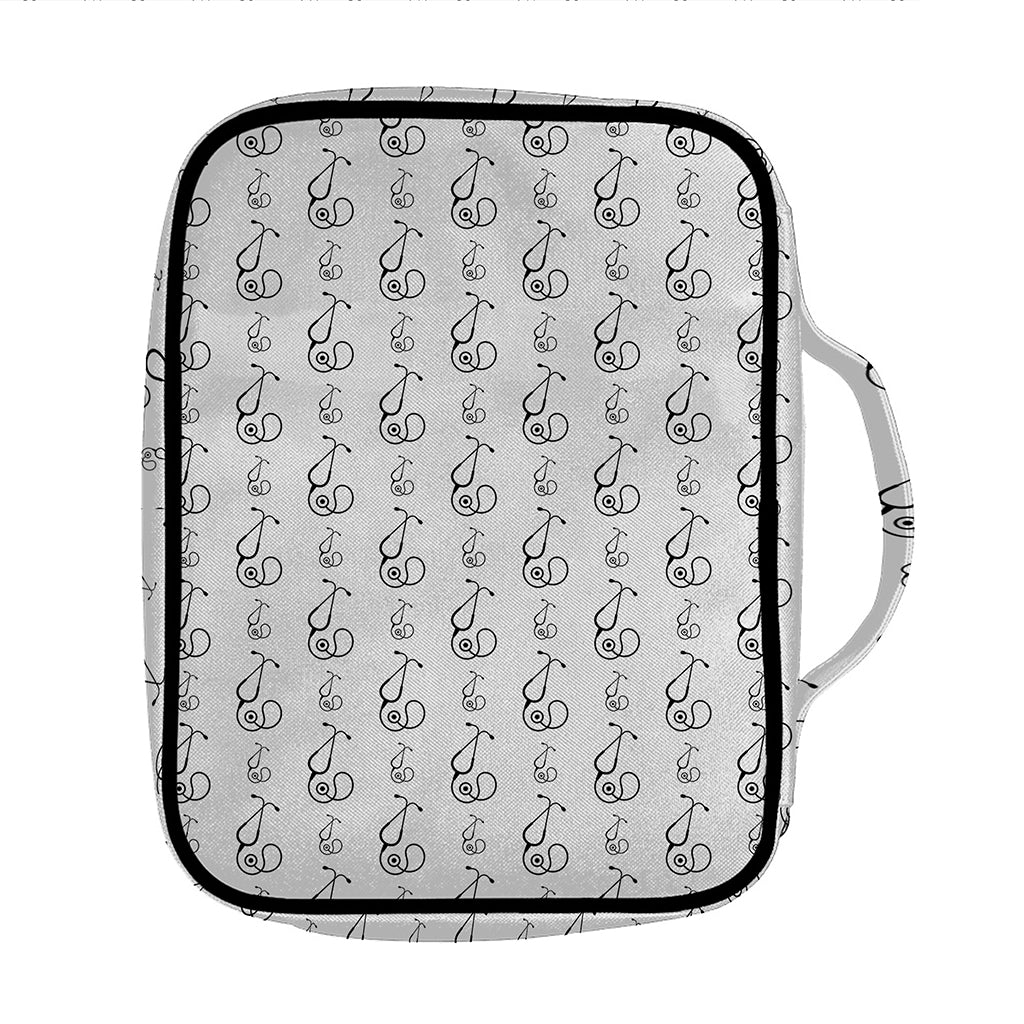 White And Black Stethoscope Print Front Pocket Bible Bag