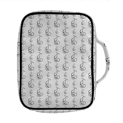 White And Black Stethoscope Print Front Pocket Bible Bag