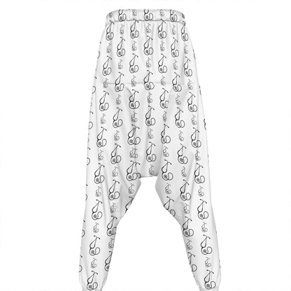White And Black Stethoscope Print Hammer Pants