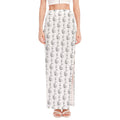 White And Black Stethoscope Print High Slit Maxi Skirt
